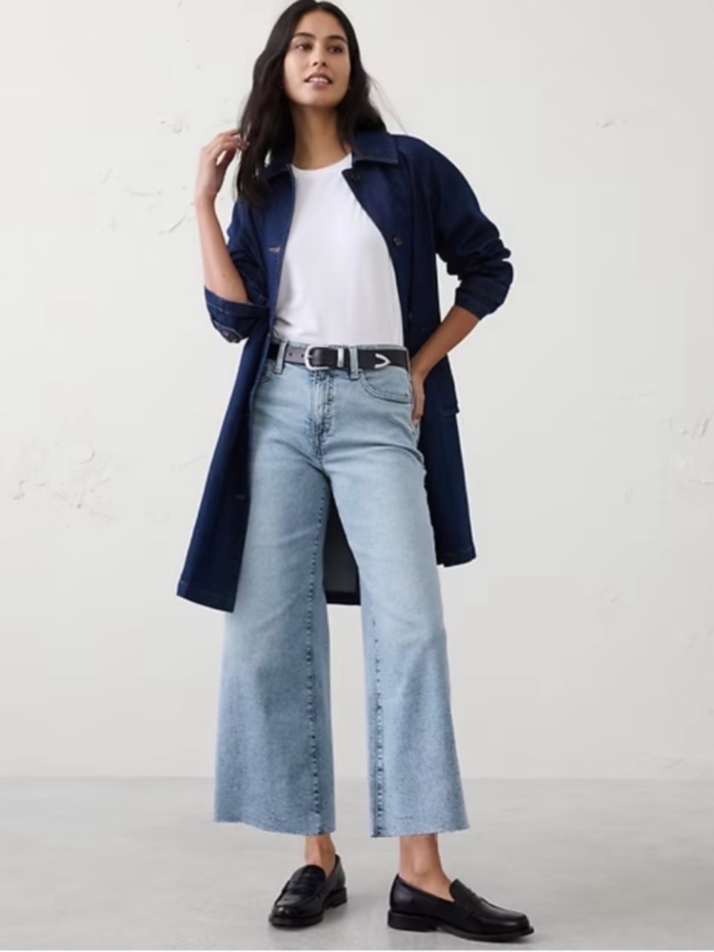 NWOT Banana Republic Factory Wide Leg High Rise Cropped Jeans Raw Hem 31/12